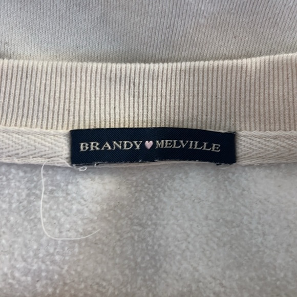 Brandy Melville Cream Cotton Crewneck Long Sleeve Sweatshirt with Pockets XXL - Picture 9 of 10